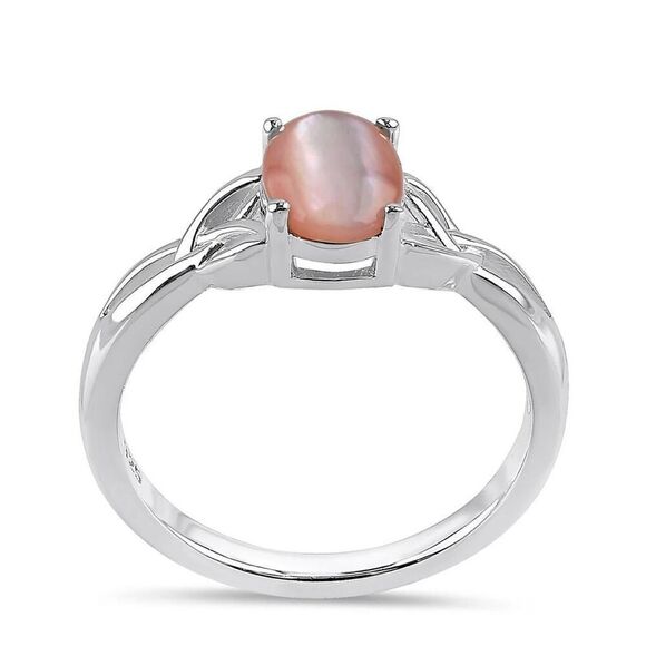 Sterling Silver Center Stone Charmed Pink Mother of Pearl Ring New - Picture 3 of 5